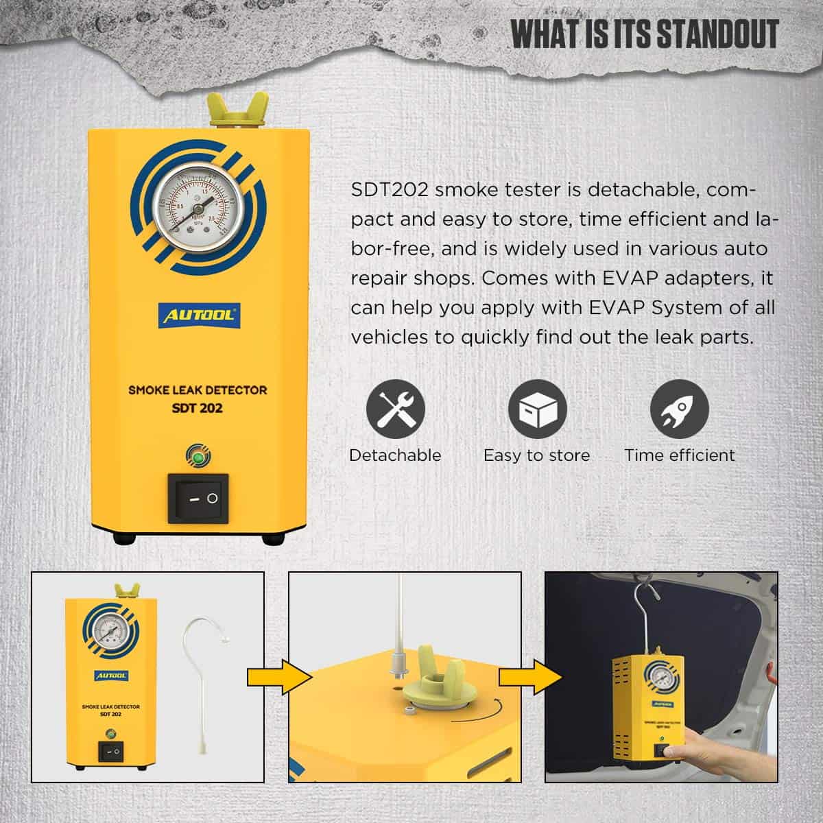 AUTOOL Test de Detector de Fugas Automotriz Localizador de - Imagen 3