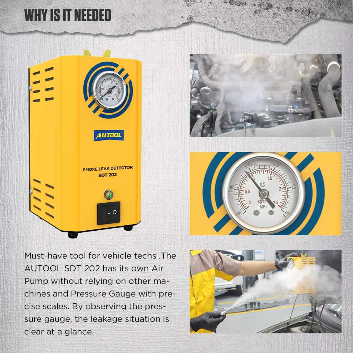 AUTOOL Test de Detector de Fugas Automotriz Localizador de - Imagen 4