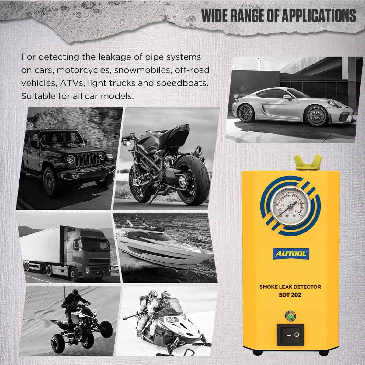 AUTOOL Test de Detector de Fugas Automotriz Localizador de - Imagen 5