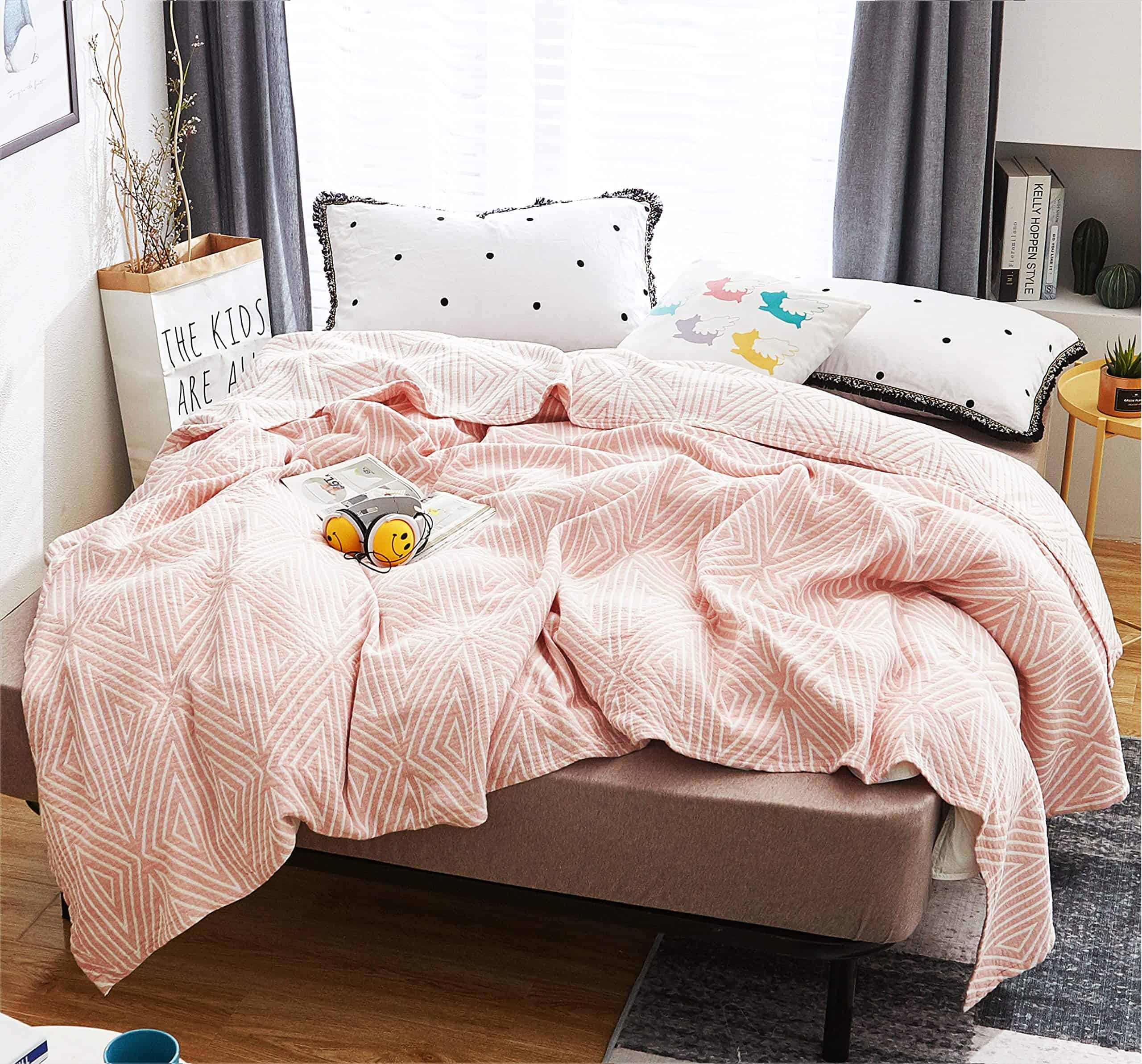 Manta Reversible de Verano de Cuadros Rojos Rayados MEJU - Imagen 3