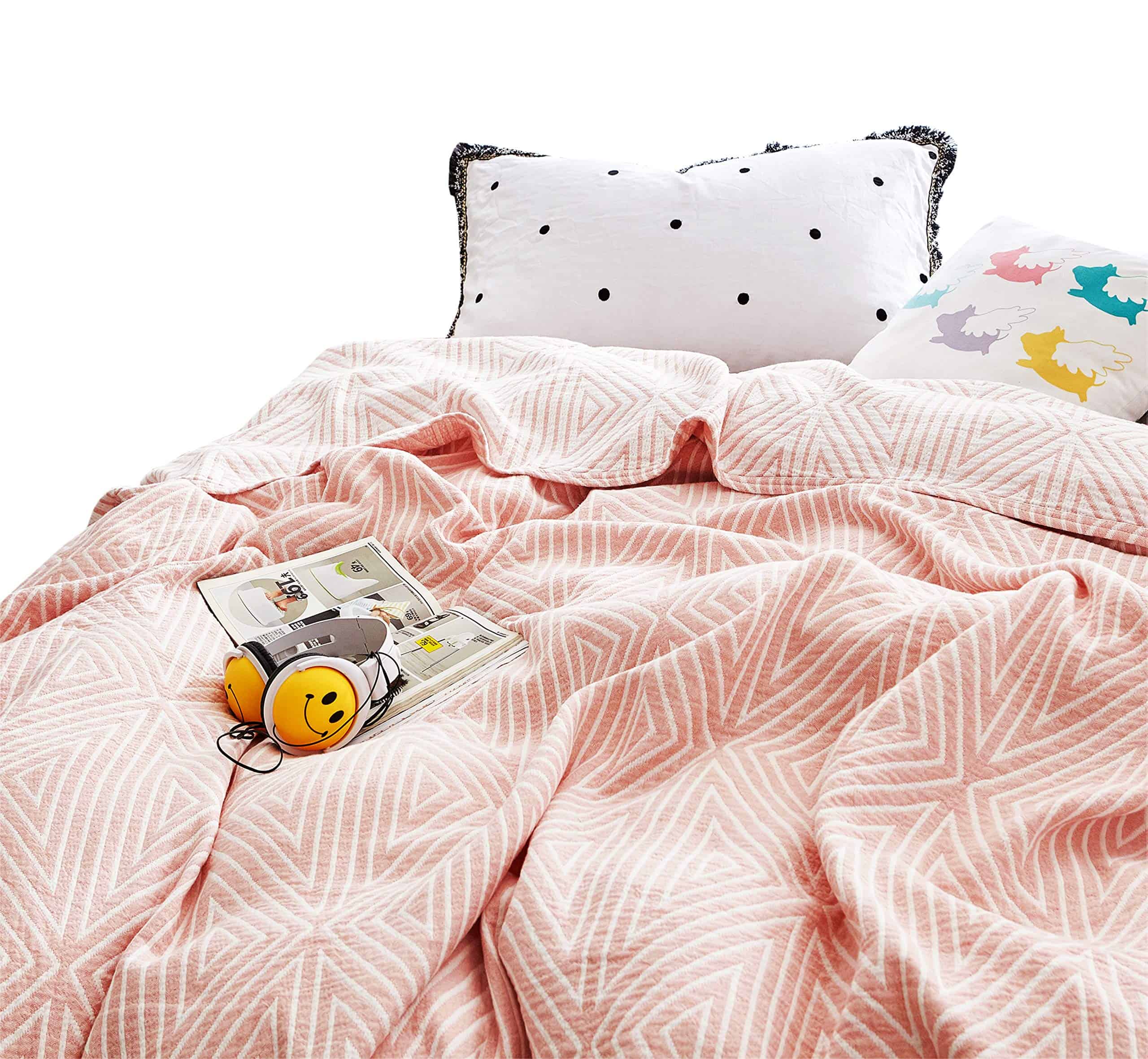 Manta Reversible de Verano de Cuadros Rojos Rayados MEJU