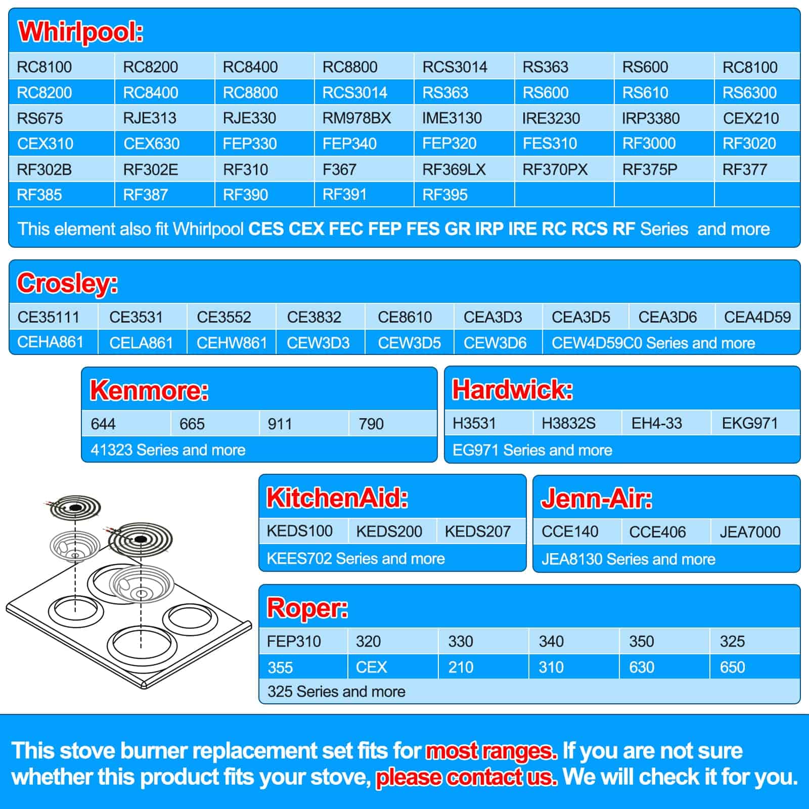 S-Union 4 Pack MP22YA Conjunto de Elemento de Quemador para - Imagen 6