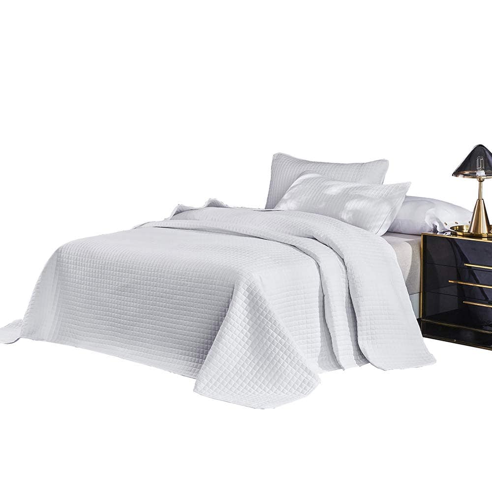 Edredón Colcha Acolchado Blanco de Tamaño King Extragrande, - Imagen 3