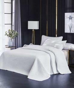 Edredón Colcha Acolchado Blanco de Tamaño King Extragrande,