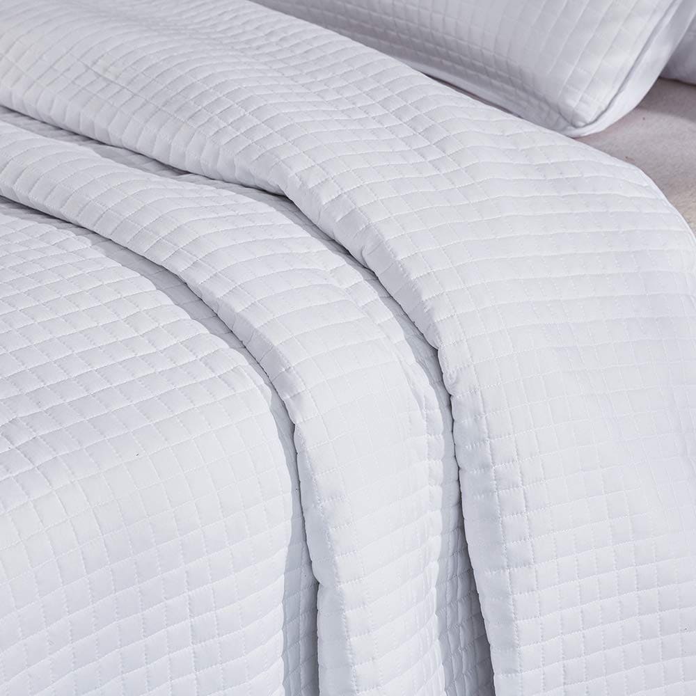 Edredón Colcha Acolchado Blanco de Tamaño King Extragrande, - Imagen 5