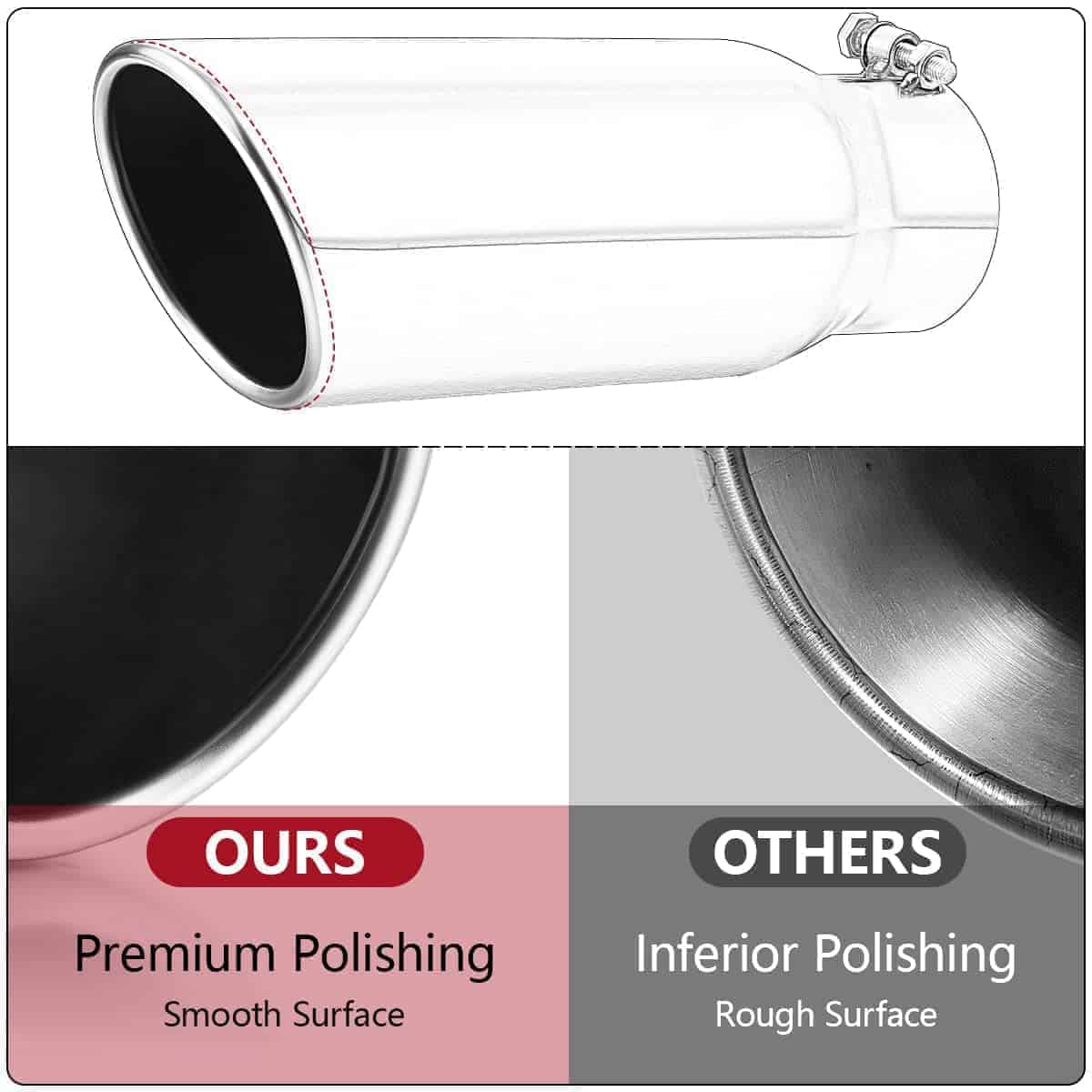 LCGP Punta de escape 5" Entrada 8" Salida 15" de Largo - Imagen 5