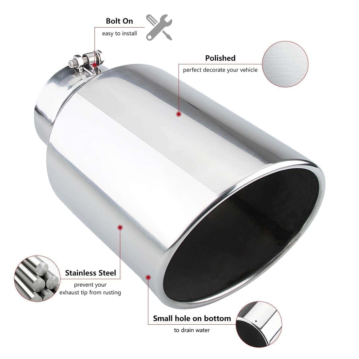 LCGP Punta de escape 5" Entrada 8" Salida 15" de Largo - Imagen 7