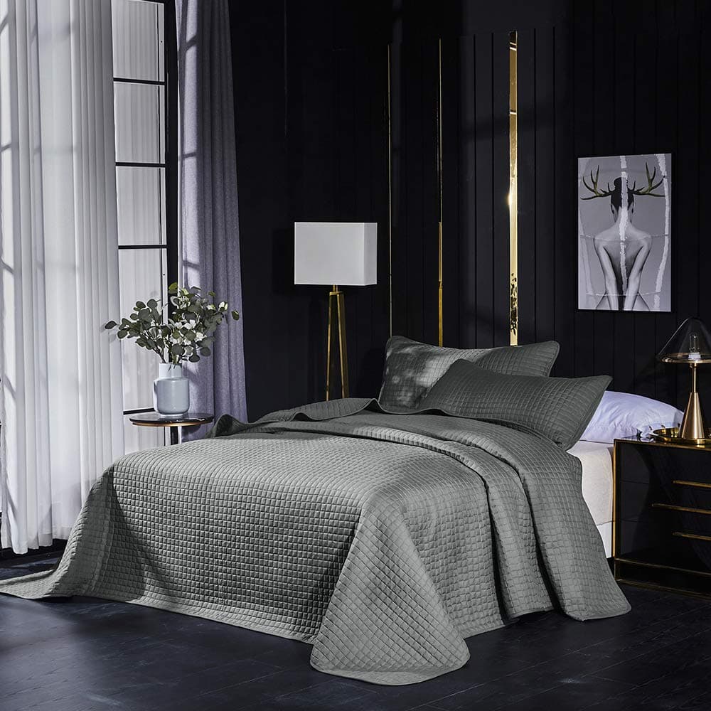 Everest Supply Cobertor de Cama Acolchado Gris de Gran