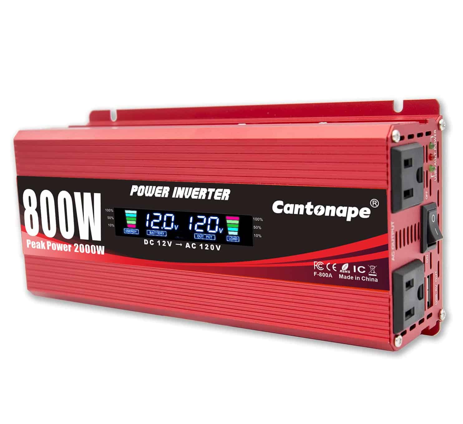 Inversor de Corriente para Coche Cantonape 800W/2000W(Pico)