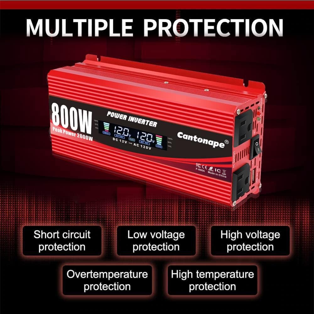 Inversor de Corriente para Coche Cantonape 800W/2000W(Pico) - Imagen 5