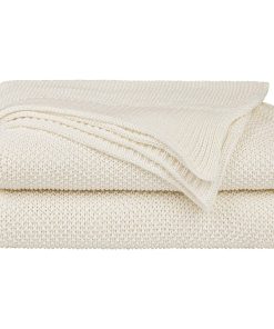 Manta de Punto de Algodón 100%, Tamaño Completo - Beige 70"