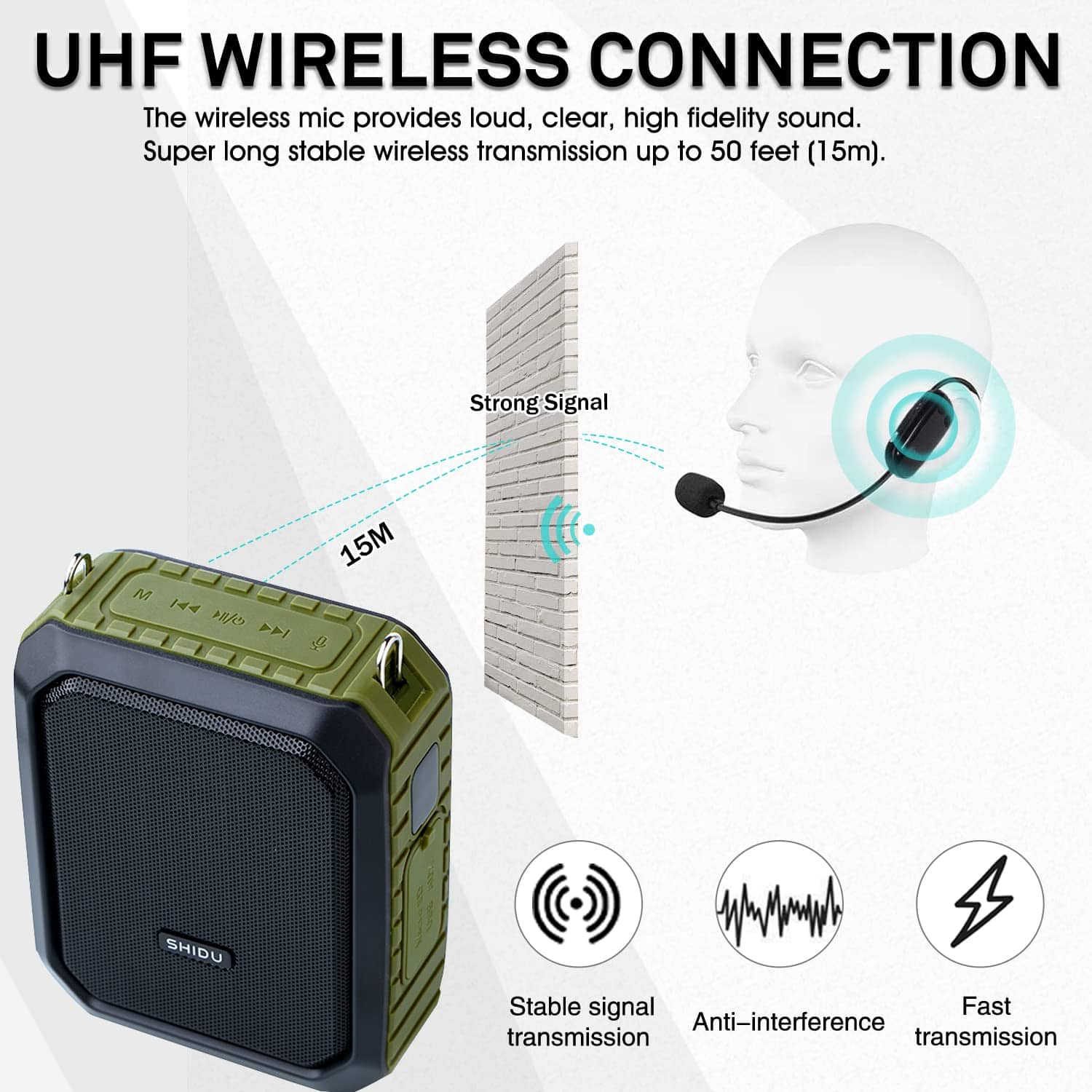 Amplificador de Voz Inalámbrico de 18W con Micrófono de - Imagen 4