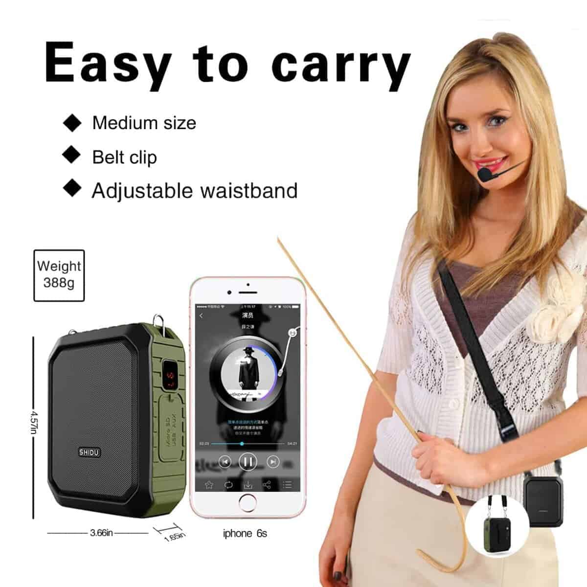 Amplificador de Voz Inalámbrico de 18W con Micrófono de - Imagen 5