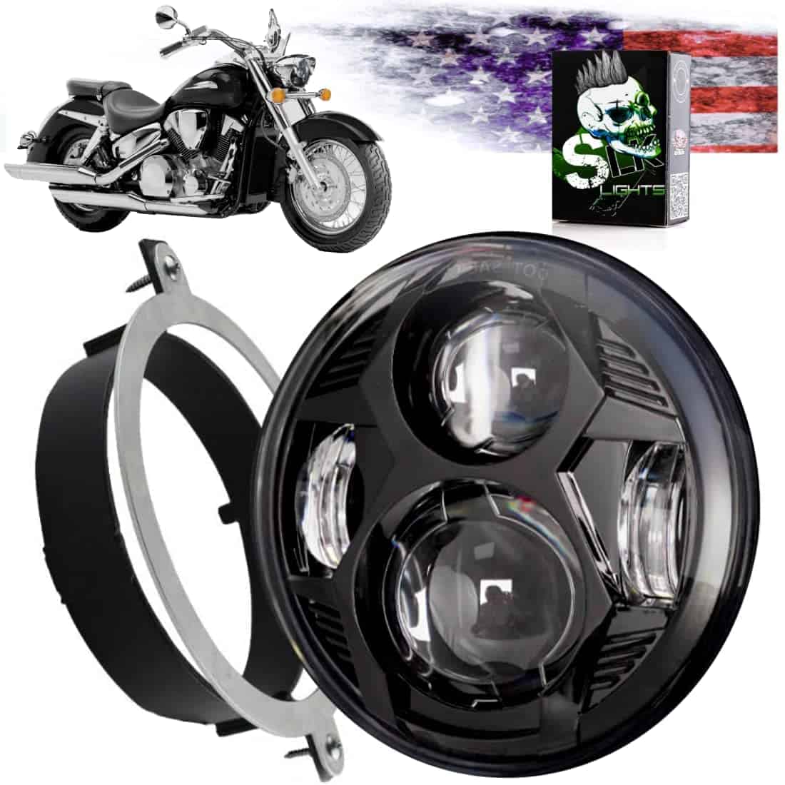 SLK-Customs VTX Faro Redondo LED Proyector Daymaker de 5.75