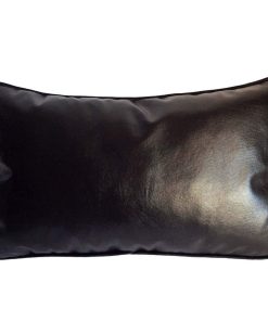 Funda de Almohada para Cojín de Cuero Artificial Negro