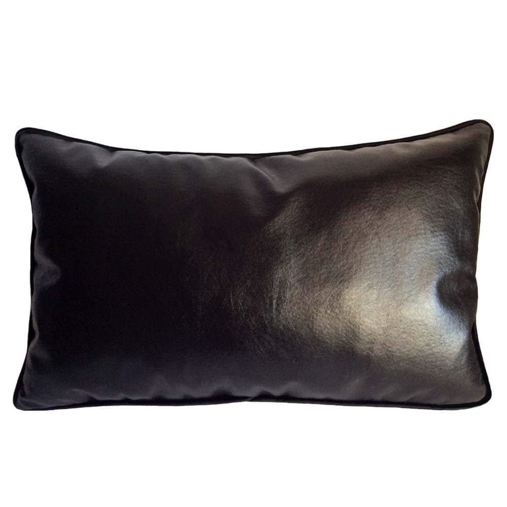 Funda de Almohada para Cojín de Cuero Artificial Negro