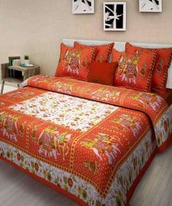 Juego de sábanas de algodón tradicional indio con estampado