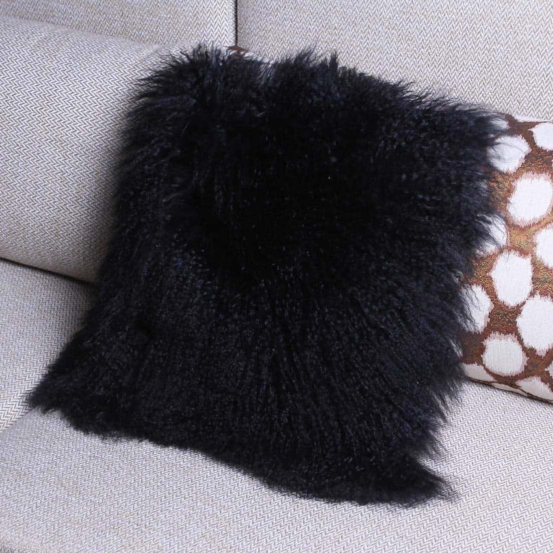 Funda de cojín de piel de cordero mongol tibetano 100% real - Imagen 6