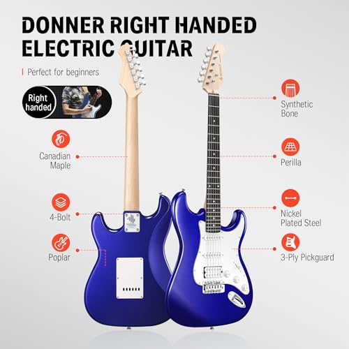 Kit de Guitarra Eléctrica Donner de 39 Pulgadas - Azul - Imagen 4