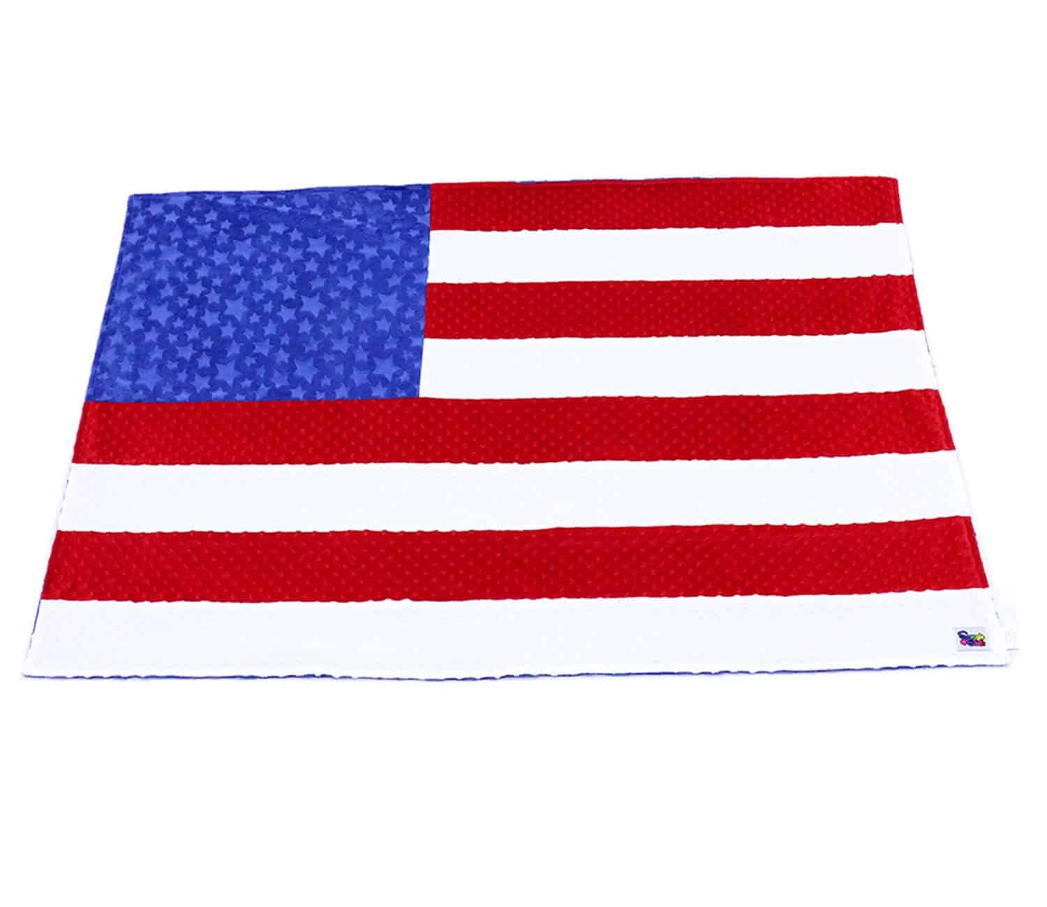 Manta de peluche de puntos Minky con bandera de EE. UU. 39"