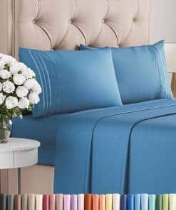 Juego de Sábanas Twin XL de 4 Piezas - Cómodas, -Azul Denim