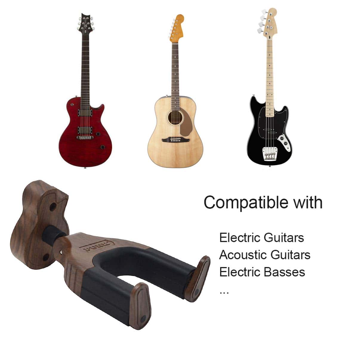 Soporte de Pared para Guitarra con Cierre Automático y Base - Imagen 8