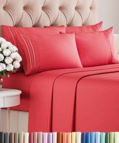 Juego de sábanas Cal King de 6 piezas - Sábanas -Rojo