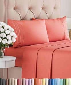 Juego de Sábanas Twin XL de 4 Piezas - Cómodas, -Coral