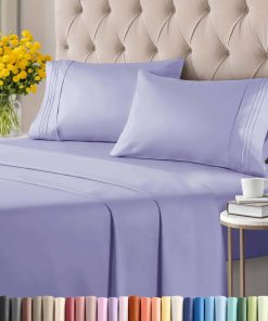 Juego de Sábanas Gemelas de 4 Piezas - Cómodas, -Lavanda