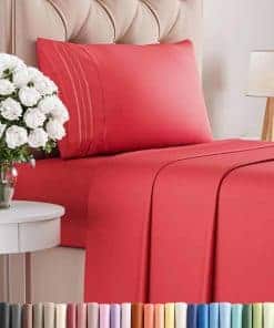 Juego de Sábanas Twin XL de 3 Piezas - Suaves, -Rojo