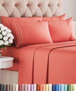 Juego de sábanas Cal King de 6 piezas - Cómodas, -Coral