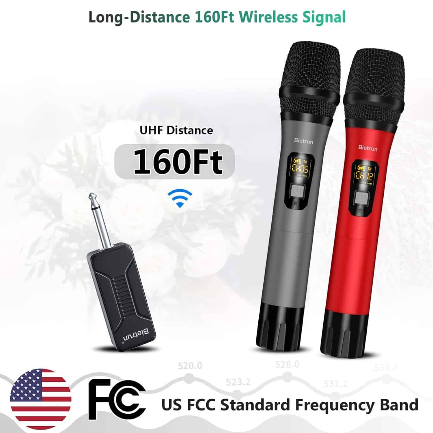 Micrófono Inalámbrico, Bietrun UHF de Metal de Doble Mano - Imagen 3