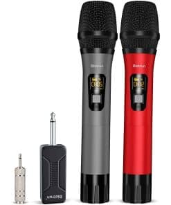 Micrófono Inalámbrico, Bietrun UHF de Metal de Doble Mano