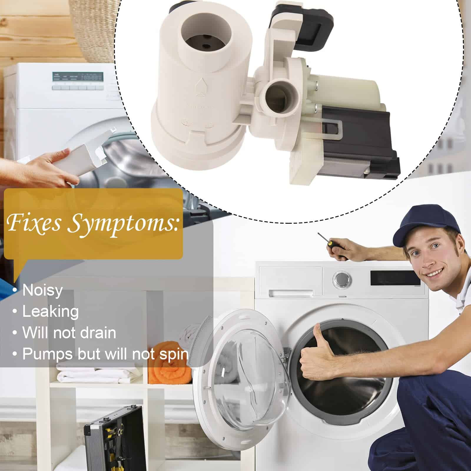 Bomba de desagüe WPW10730972 reemplaza 8540024 W10130913 - Imagen 6