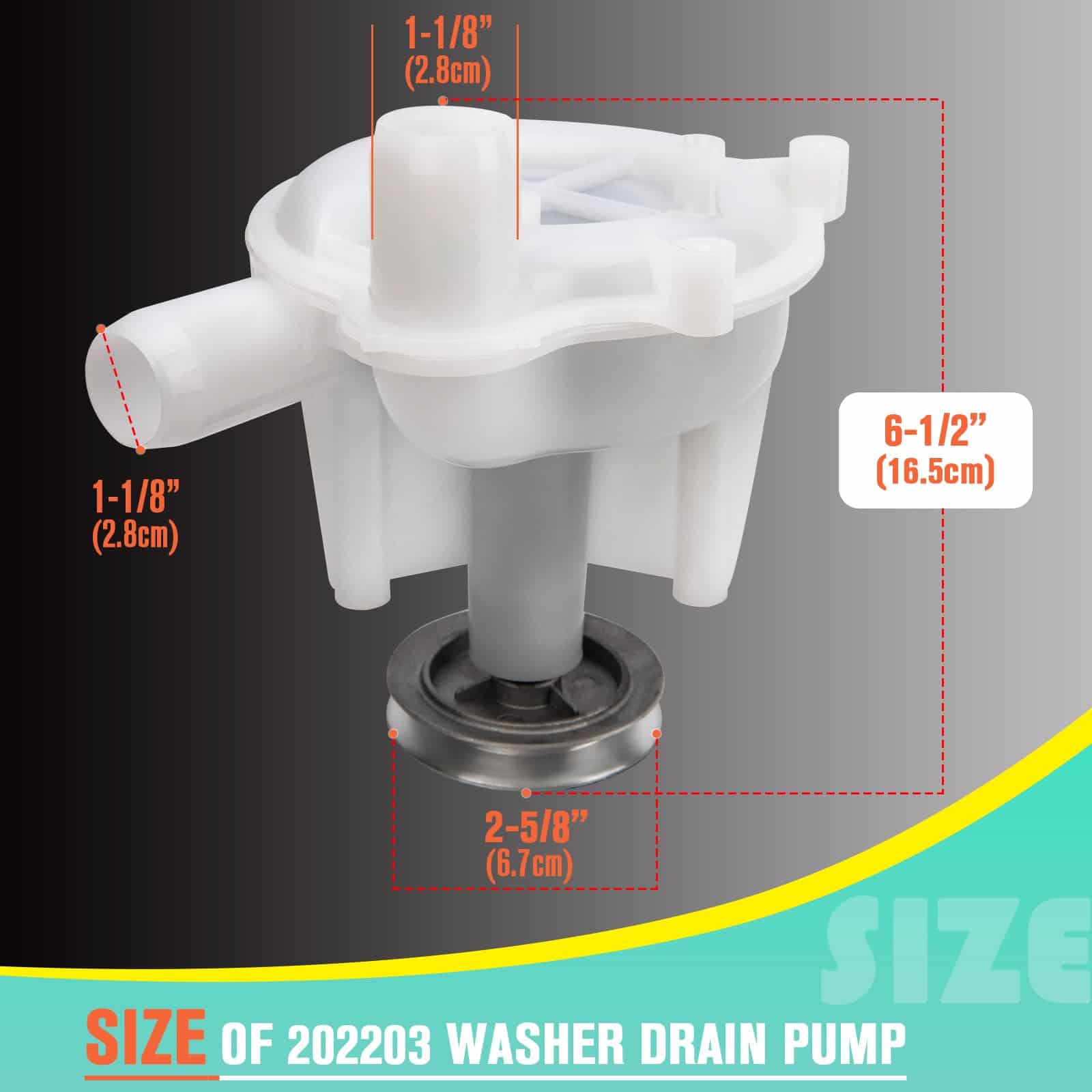 Bomba de desagüe para lavadora WP6-2022030 Reemplaza 202203 - Imagen 6