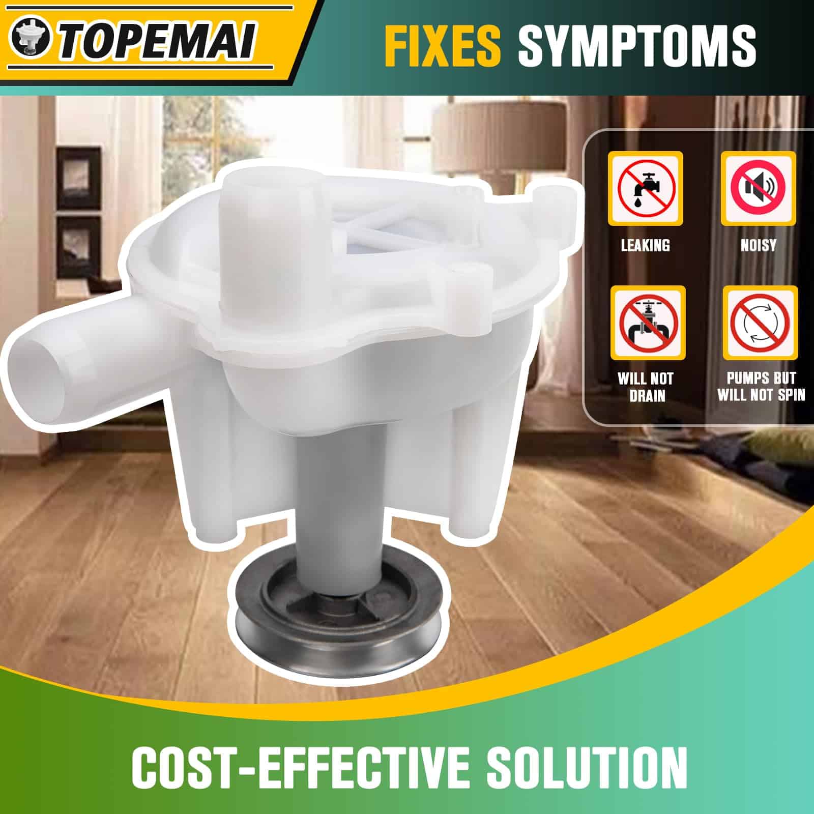 Bomba de desagüe para lavadora WP6-2022030 Reemplaza 202203 - Imagen 3