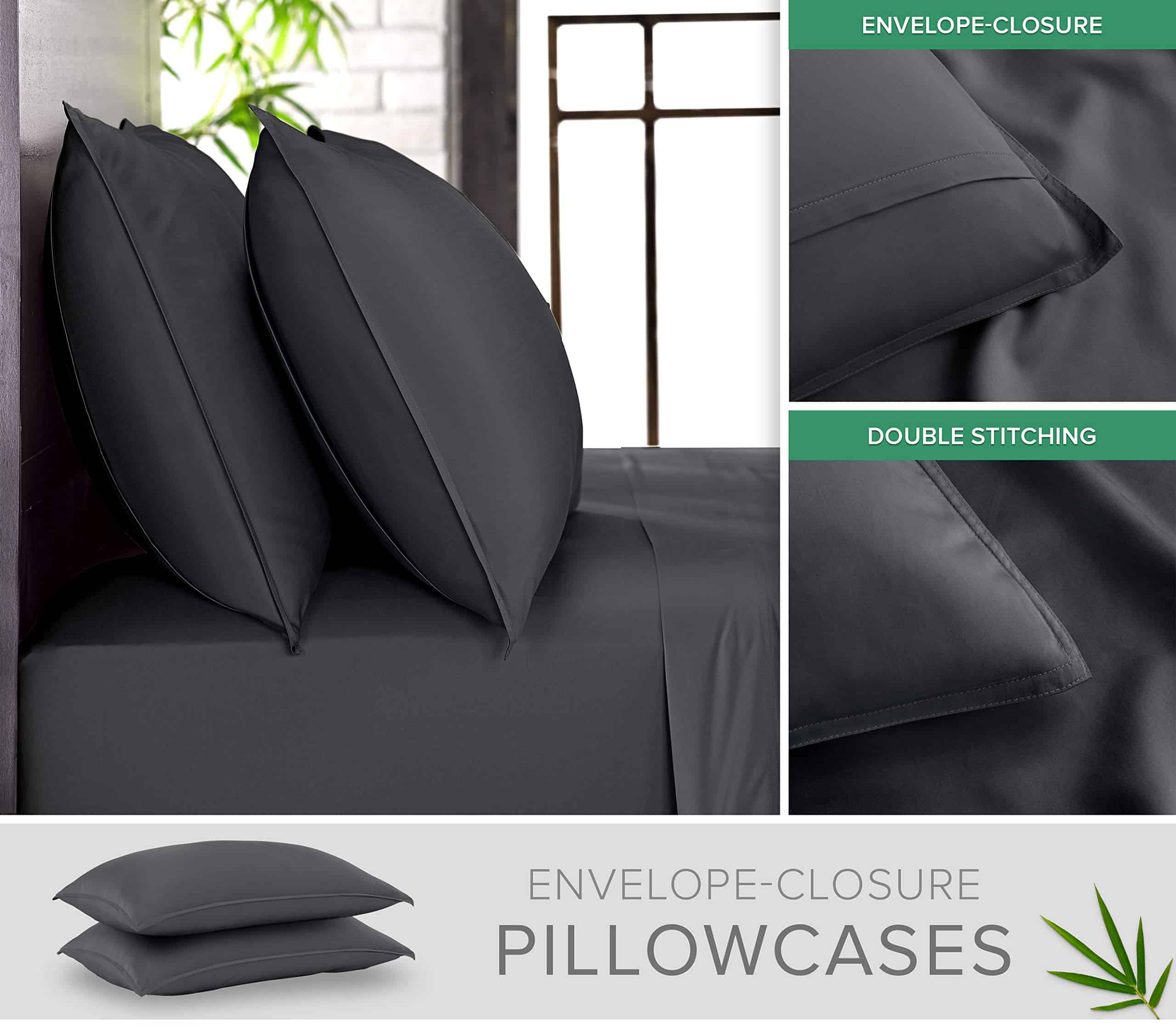 Juego de sábanas completas de bambú puro, -Carbón - Imagen 4