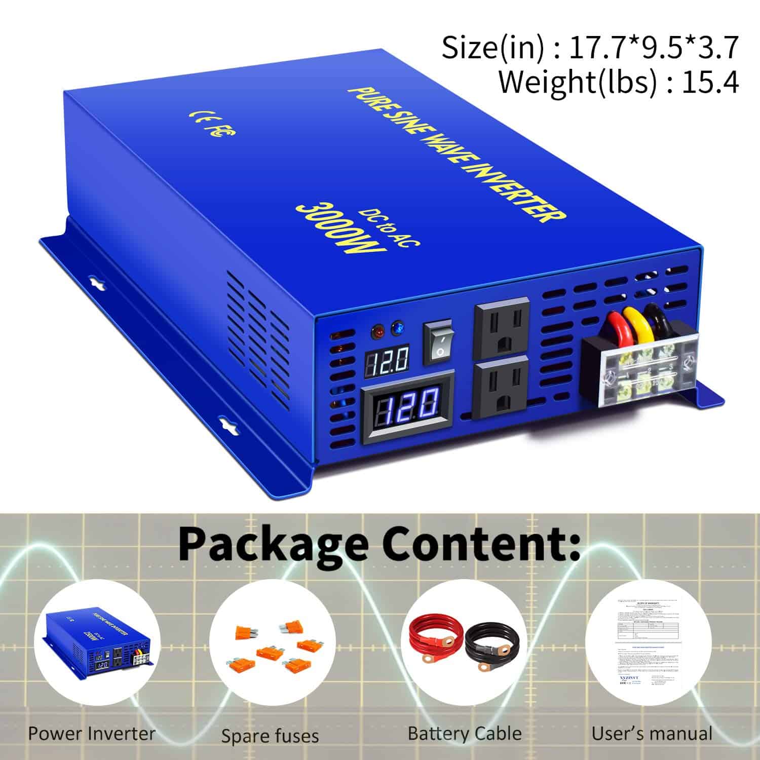 Inversor de Corriente XYZ INVT 3000 Vatio Onda Sinusoidal - Imagen 8