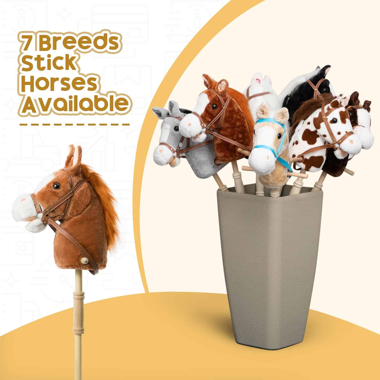 Caballo de Palo de Felpa HollyHOME Hecho a -Café Oscuro - Imagen 8