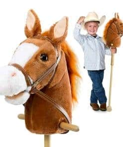 Caballo de Palo de Felpa HollyHOME Hecho a -Café Oscuro