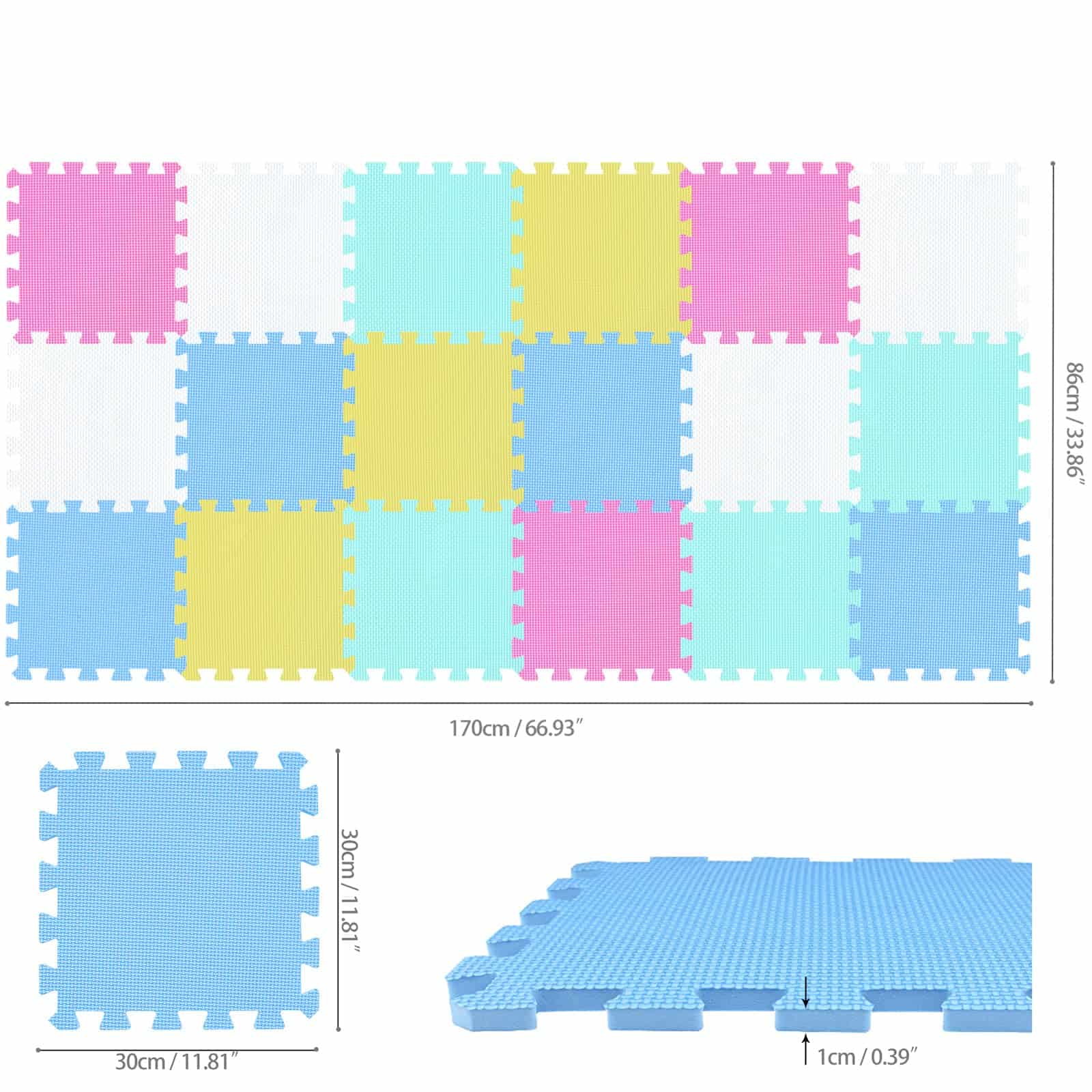 qqpp EVA Goma 18 Baldosas Alfombrillas de Espuma de - Imagen 3