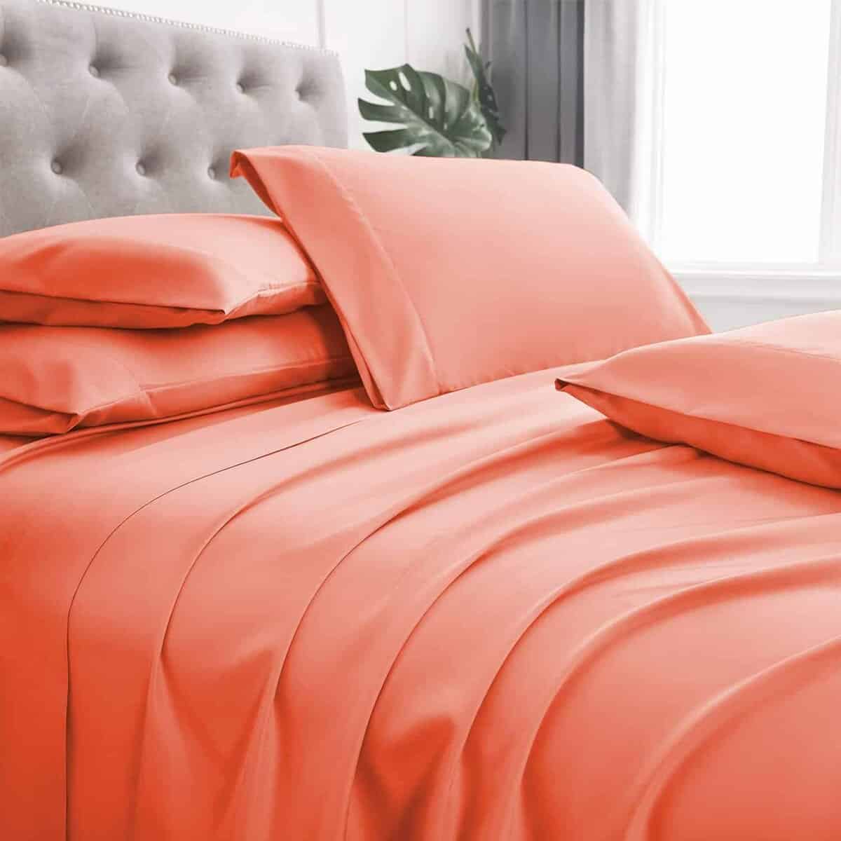 Juego de Sábanas de Lujo de la Serie 2000 -Naranja Rosa - Imagen 7