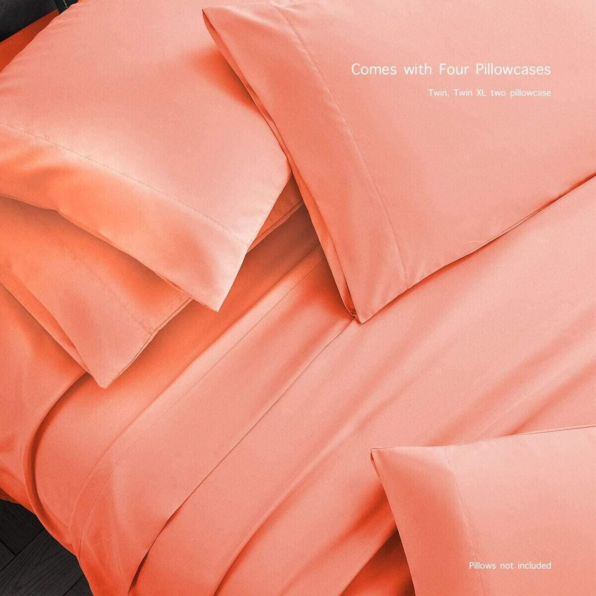 Juego de Sábanas de Lujo de la Serie 2000 -Naranja Rosa - Imagen 4