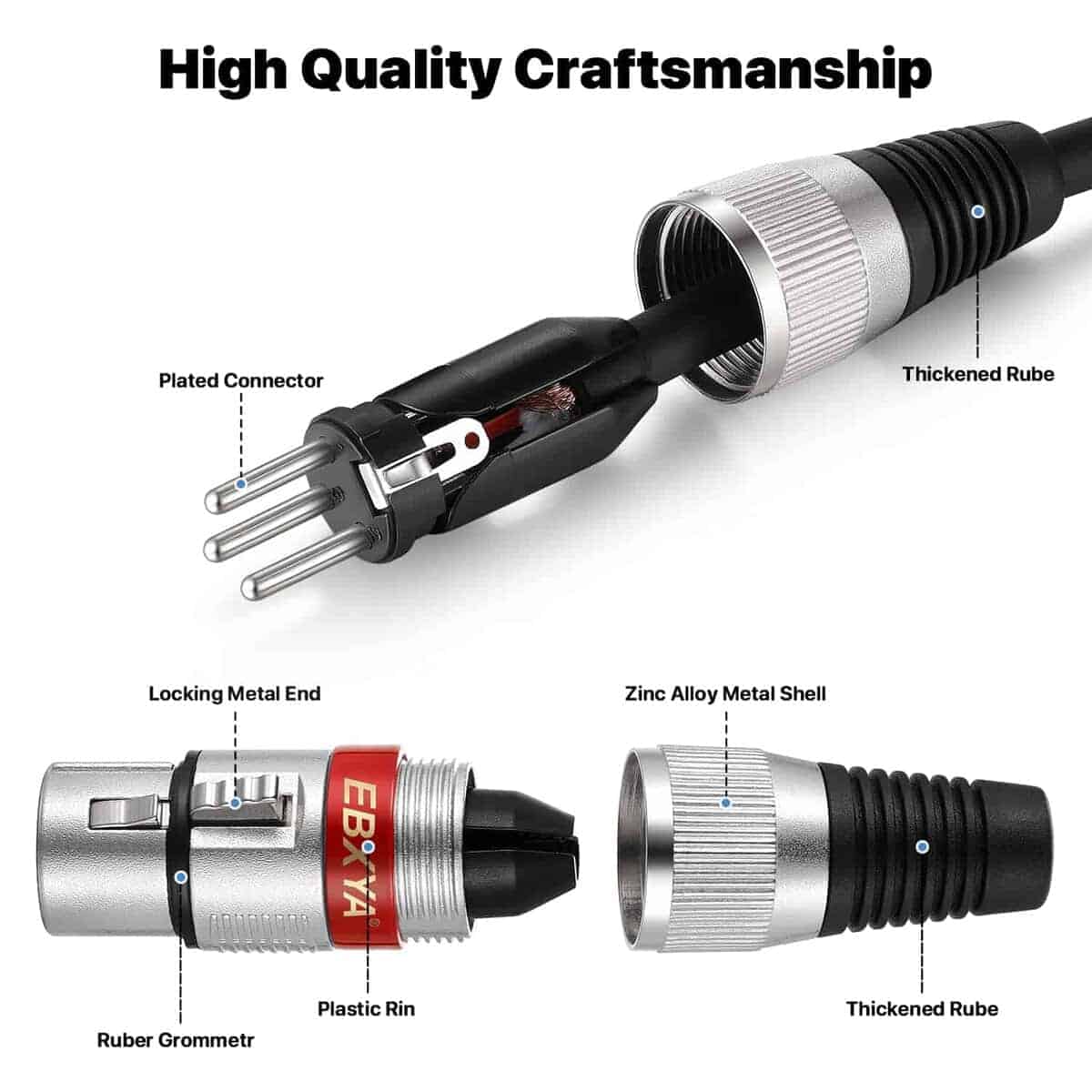 Paquete de 4 cables XLR EBXYA de 2 pies - Cable de - Imagen 7