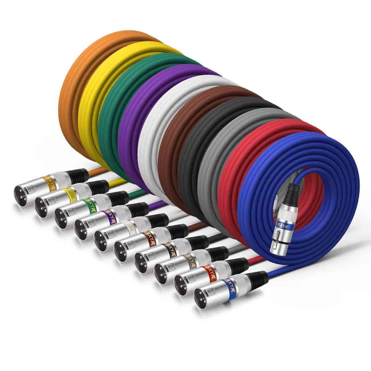 Cable XLR EBXYA 15 Pies 10 Paquetes de Colores - XLR Macho