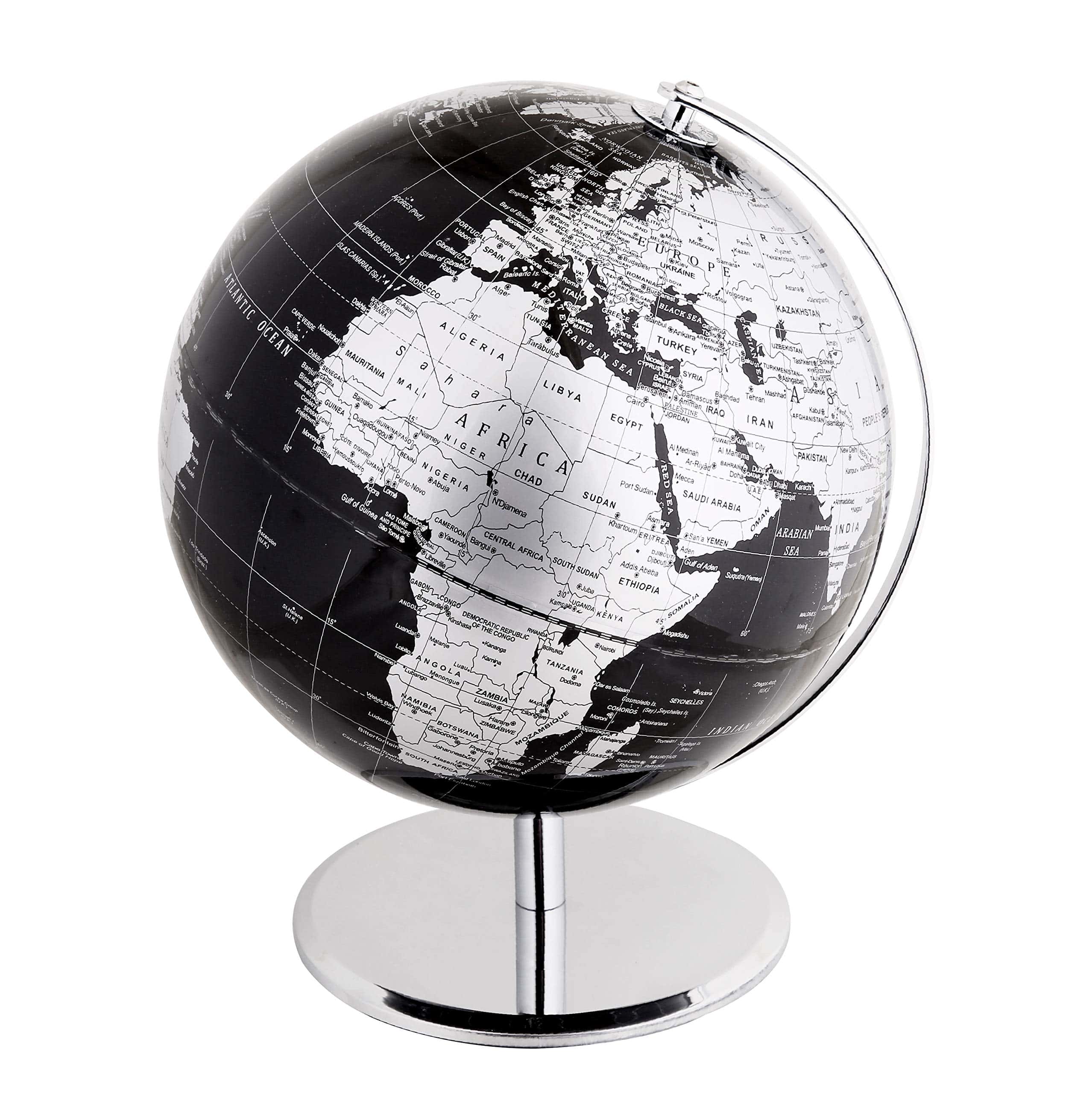 Exerz Globo de Mundo de 10" Negro - Arco y Base de Acero - Imagen 4