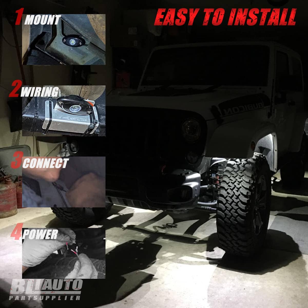 BLIAUTO Luces LED Rock Blancas para Jeep Camiones - Imagen 8