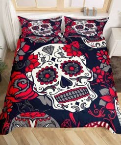 Juego de funda nórdica gótica con calavera de la muerte y