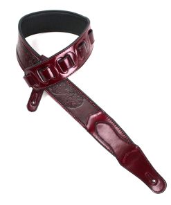 Correa de guitarra acolchada de cuero morado Sangría con