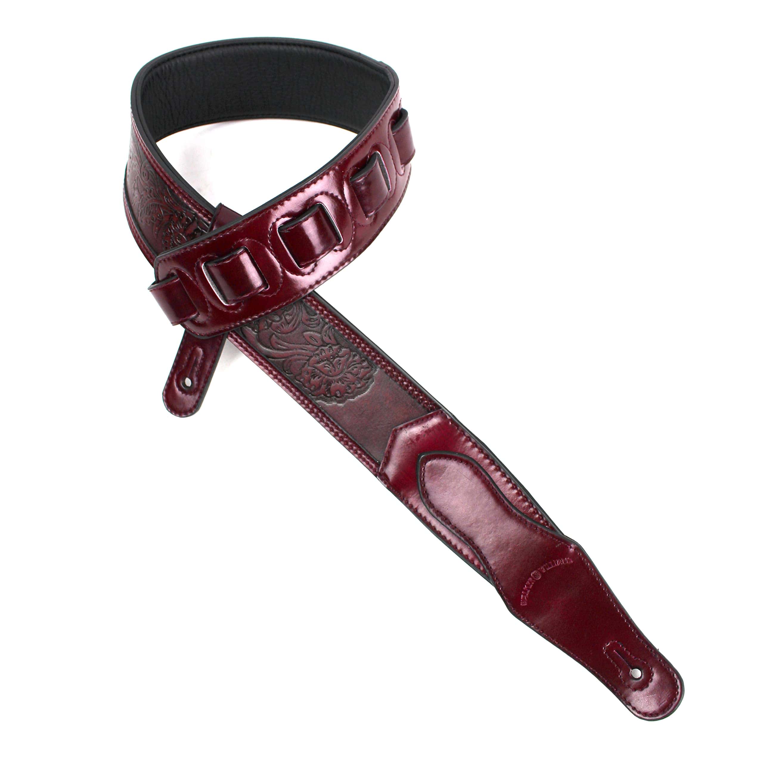 Correa de guitarra acolchada de cuero morado Sangría con